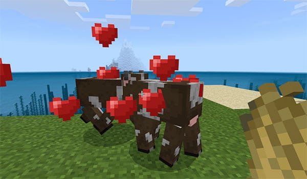 minecraft cows hearts