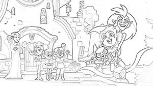 Lilith, Hooty, Amity, Gus, Willow, Kig, Luz, and Eda Coloring Page The Owl House