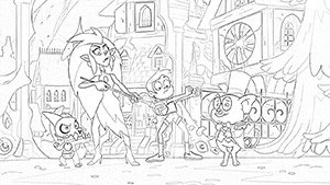 luz, king and eda The Owl House coloring page