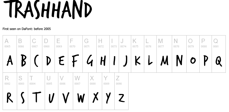 trashand font