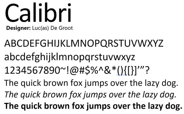 calibri font